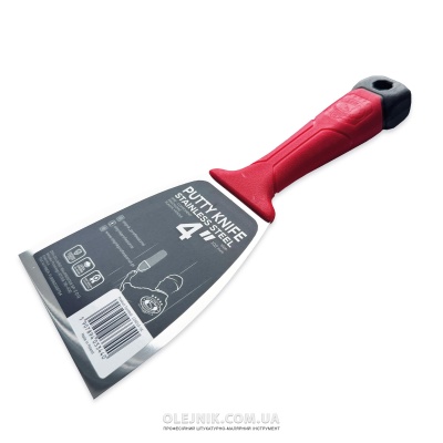 Однокомпонентний шпатель 100мм із загартованої  нержавіючої сталі із ергономічною формою OLEJNIK